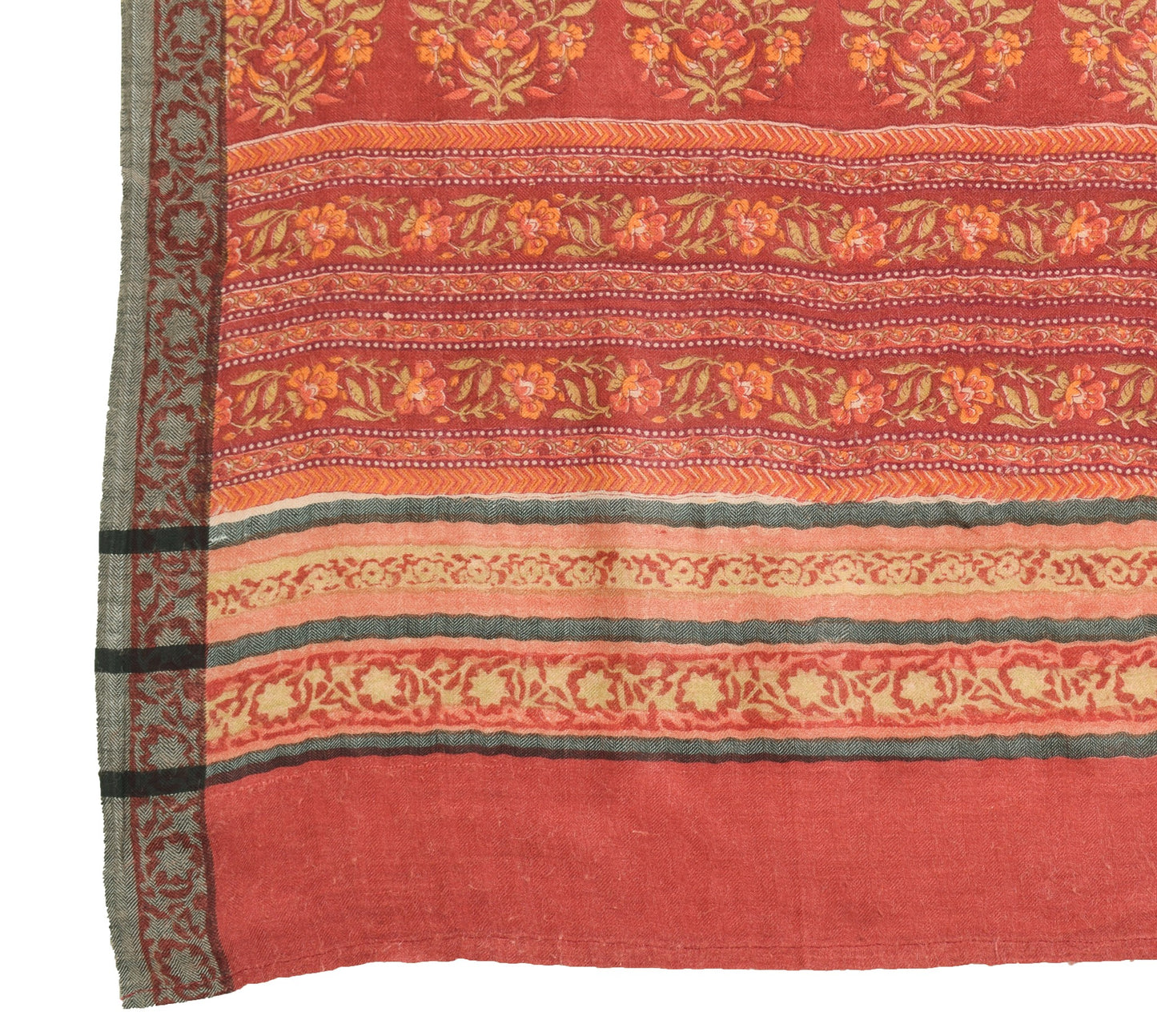 Sushila Vintage Floral Dupatta 100%Pure Woolen Hand Block Printed Soft LongStole