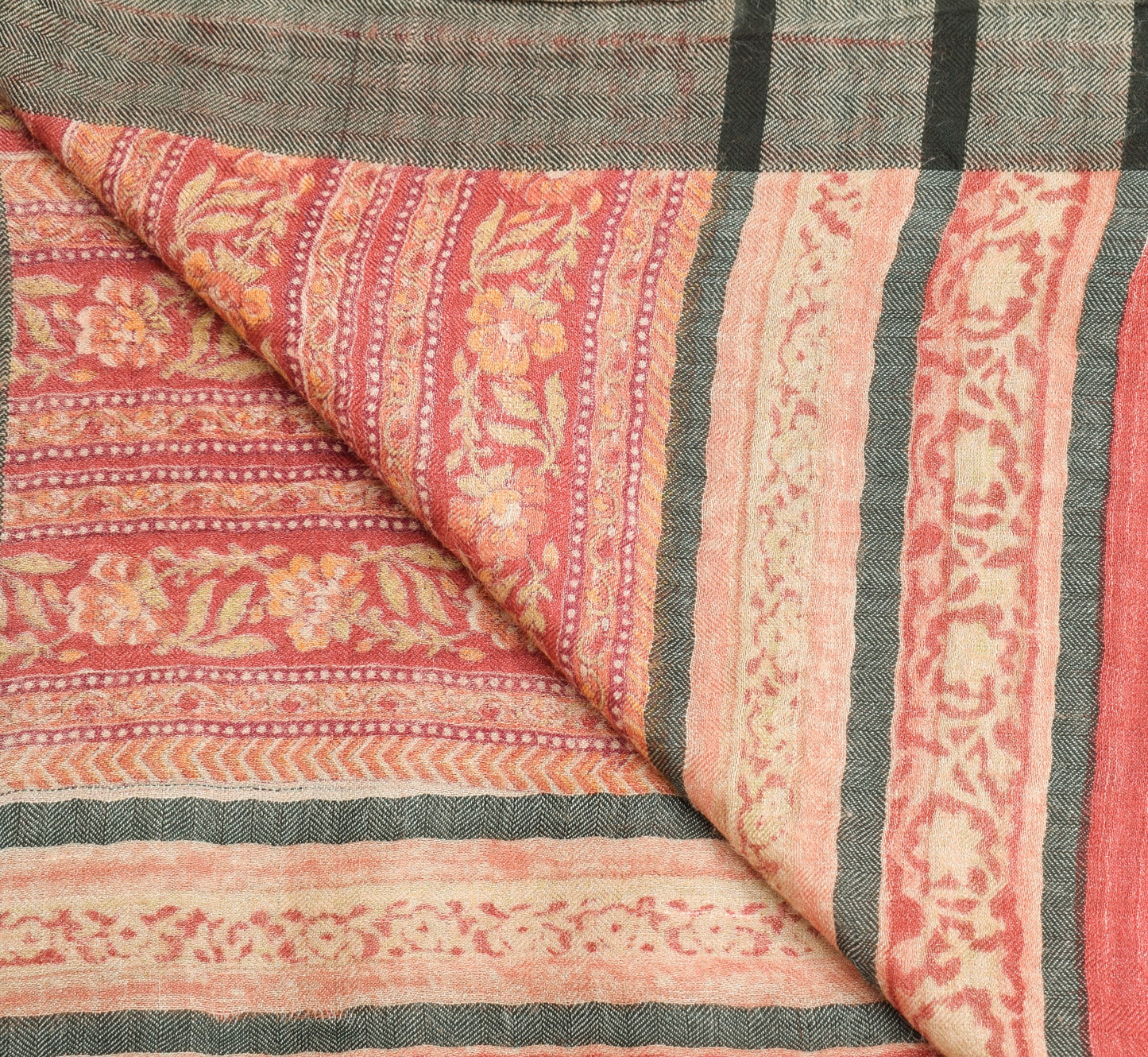 Sushila Vintage Floral Dupatta 100%Pure Woolen Hand Block Printed Soft LongStole