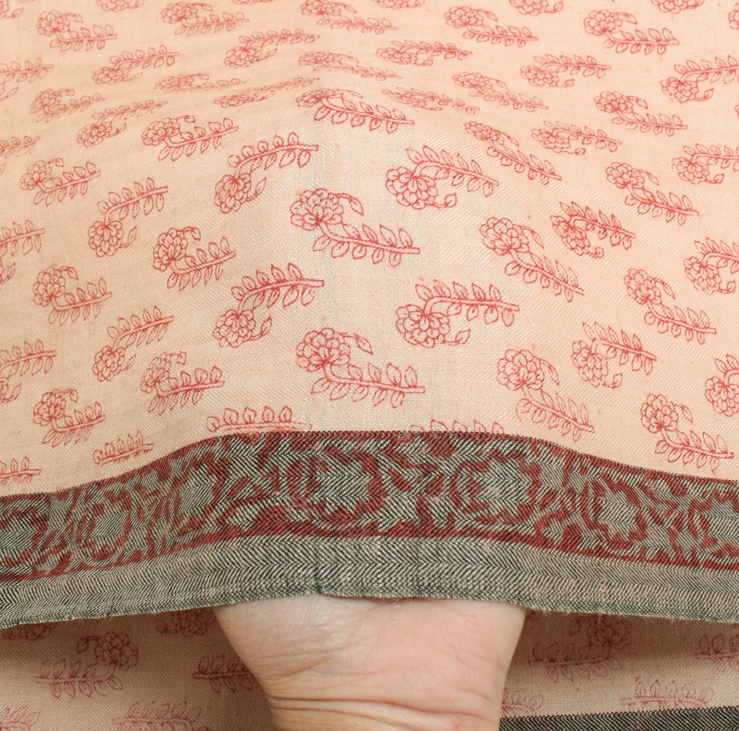 Sushila Vintage Floral Dupatta 100%Pure Woolen Hand Block Printed Soft LongStole