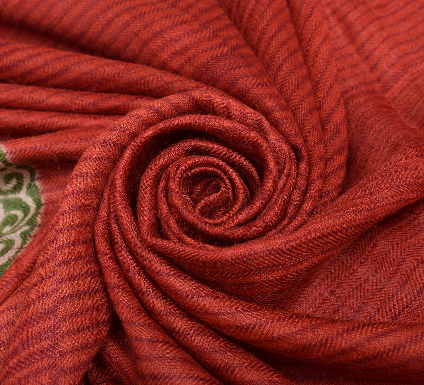 Sushila Vintage Red Dupatta Pure Woolen Hand Block Printed Stripes Long Stole