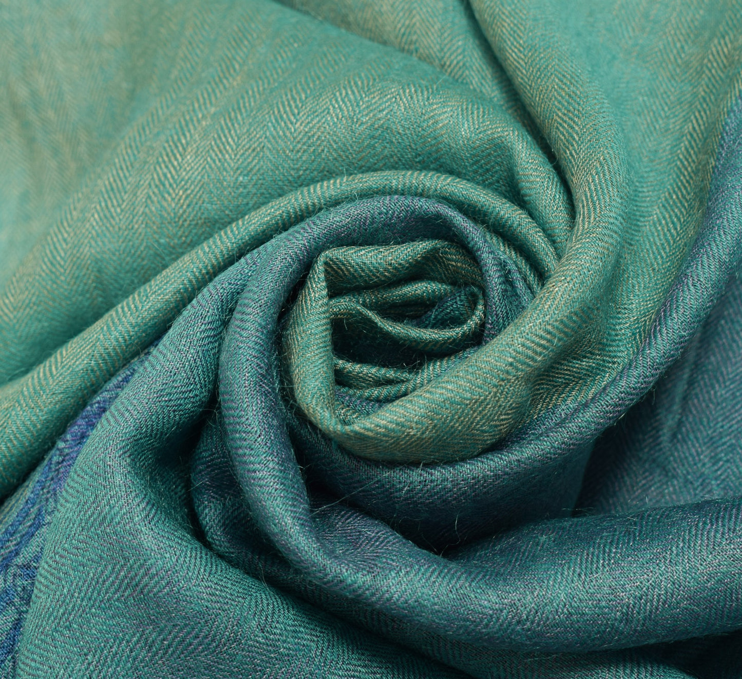 Sushila Vintage Green & Blue Dupatta 100% Pure Woolen Soft Printed Long Stole