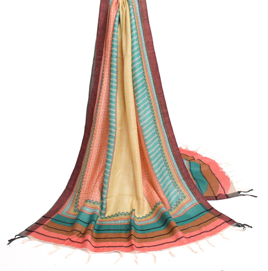 Sushila Vintage Multi-Color Dupatta Pure woolen Soft Printed Warm Long Stole