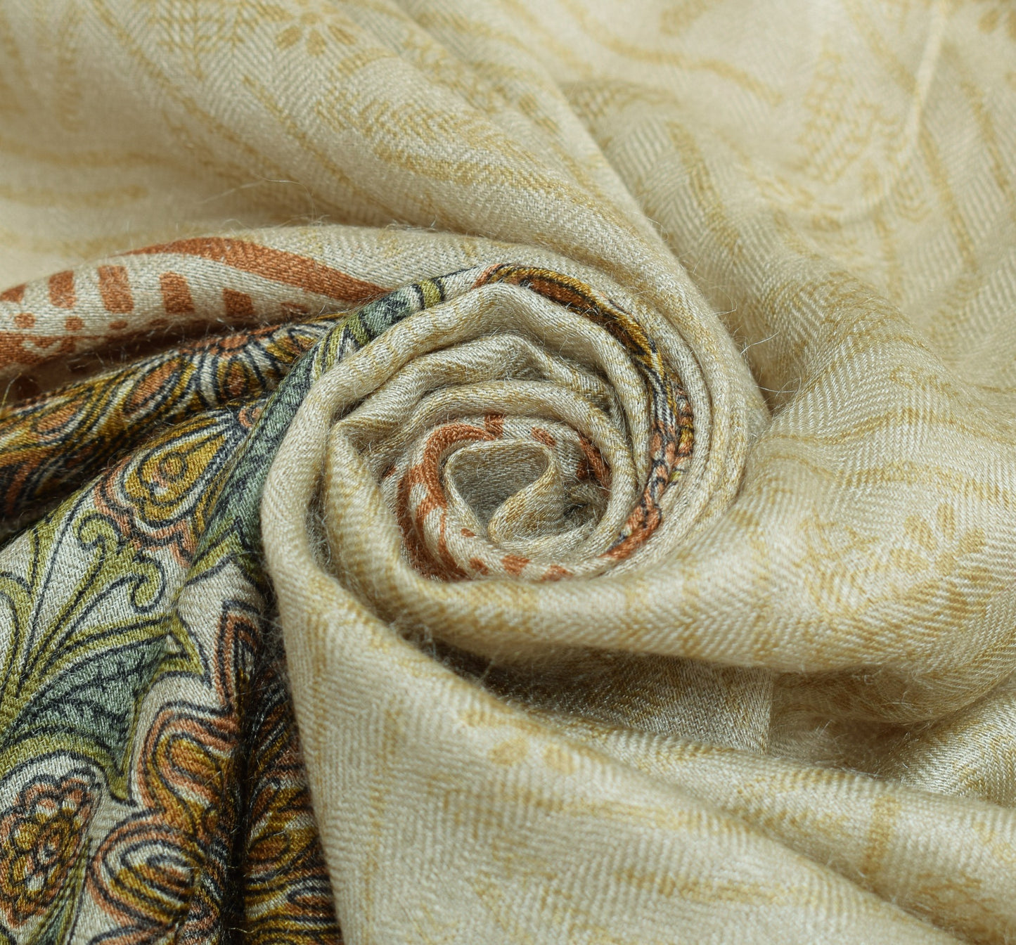 Sushila Vintage Gray Soft Dupatta Pure Woolen Printed Floral Long Stole Shawl