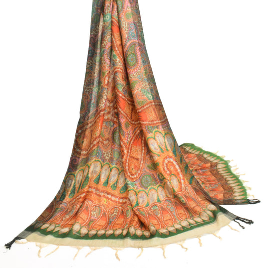 Sushila Vintage Multi-Color Dupatta 100%Pure Woolen Printed Soft Long Stole Wrap