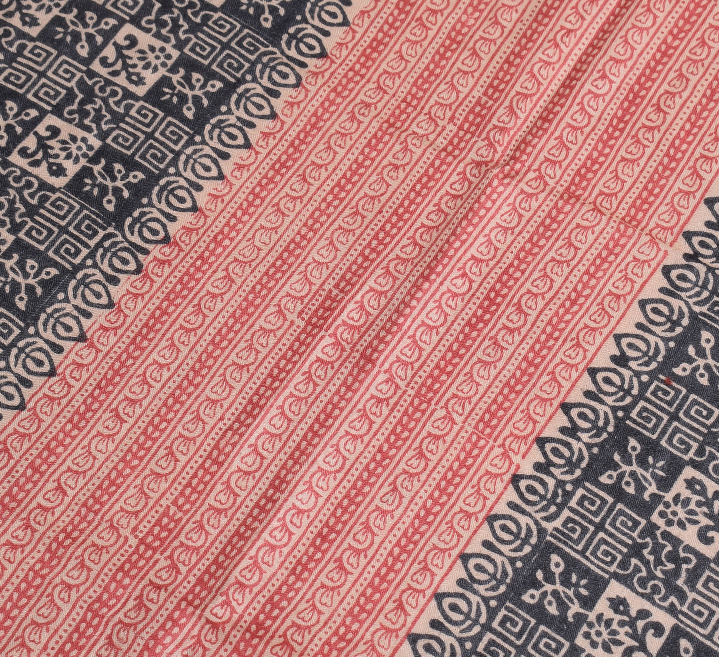 Sushila Vintage 100%Pure Woolen Dupatta Hand Block Printed Soft Long Stole Shawl