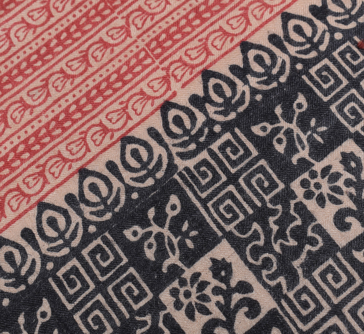 Sushila Vintage 100%Pure Woolen Dupatta Hand Block Printed Soft Long Stole Shawl