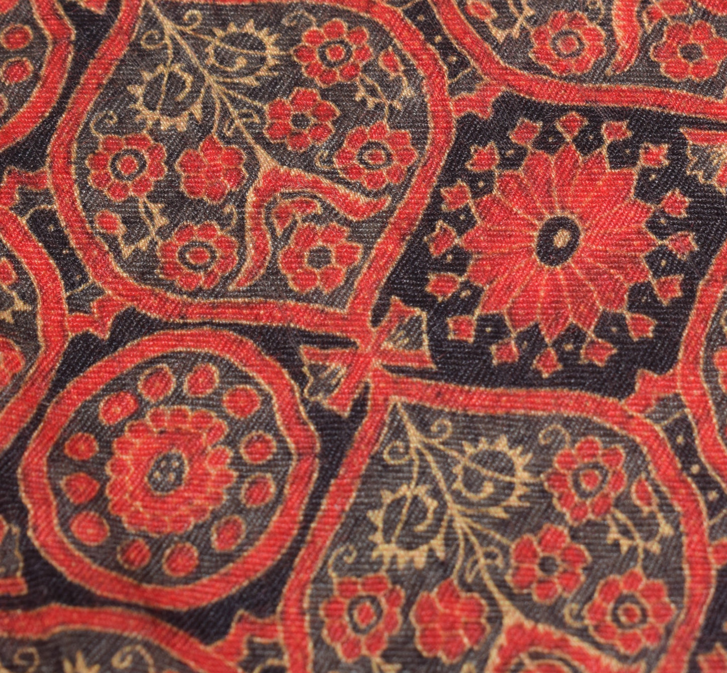 Sushila Vintage Dark Gray Dupatta Pure Woolen Printed Antique Indian Long Stole