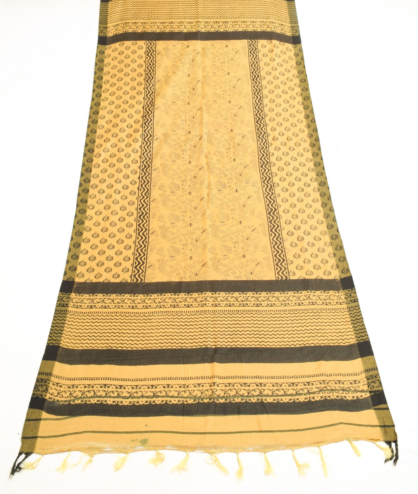 Sushila Vintage Yellow Dupatta Printed & Woven Pure Woolen Soft Warm Long Stole
