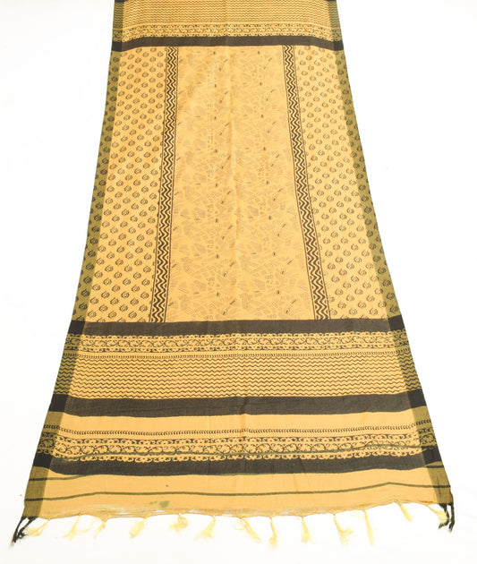 Sushila Vintage Yellow Dupatta Printed & Woven Pure Woolen Soft Warm Long Stole
