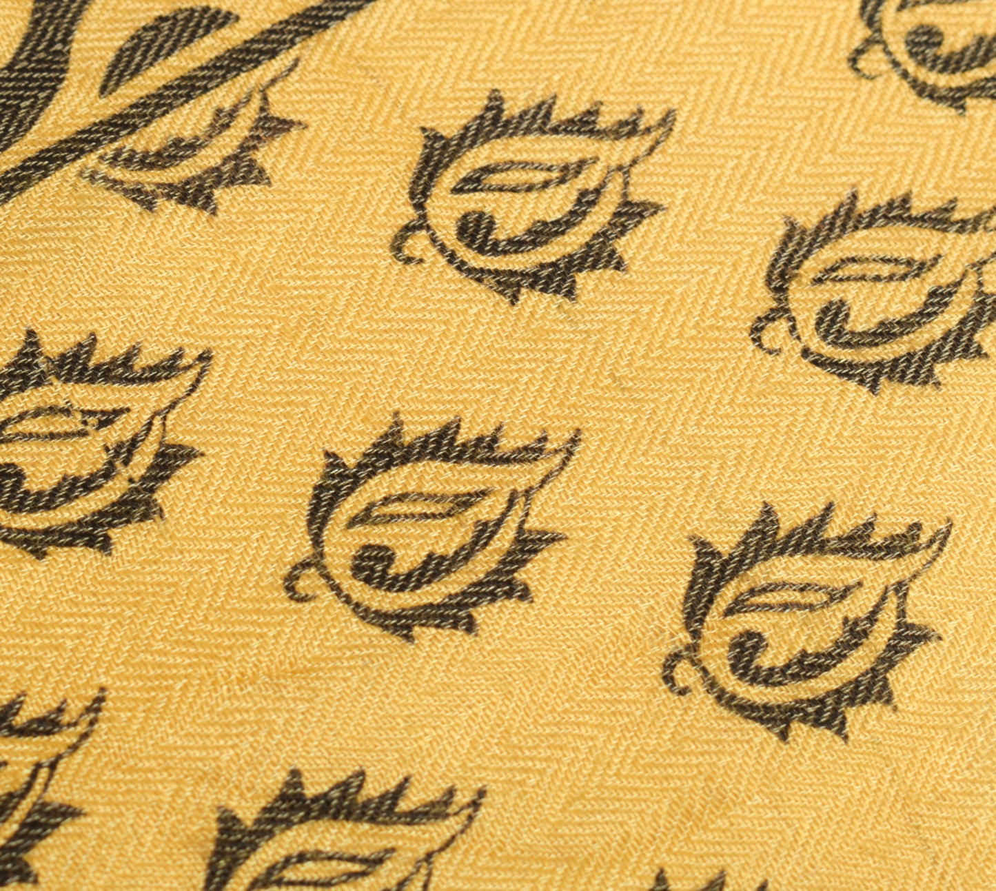 Sushila Vintage Yellow Dupatta Printed & Woven Pure Woolen Soft Warm Long Stole