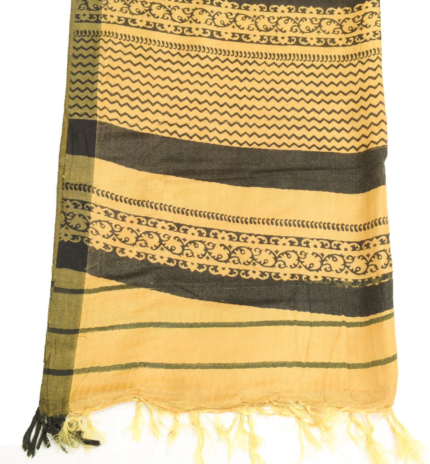 Sushila Vintage Yellow Dupatta Printed & Woven Pure Woolen Soft Warm Long Stole