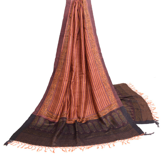 Sushila Vintage Multi-Color Dupatta Block Printed Pure Woolen Stripes Long Stole