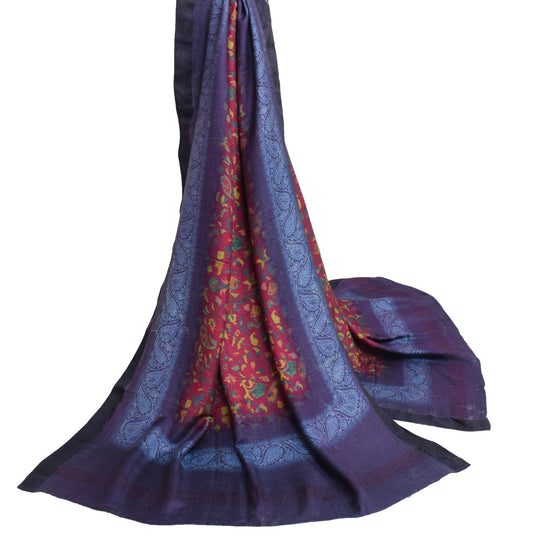 Sushila Vintage Dark Magenta Dupatta Soft Pure Woolen Printed Paisley Long Stole