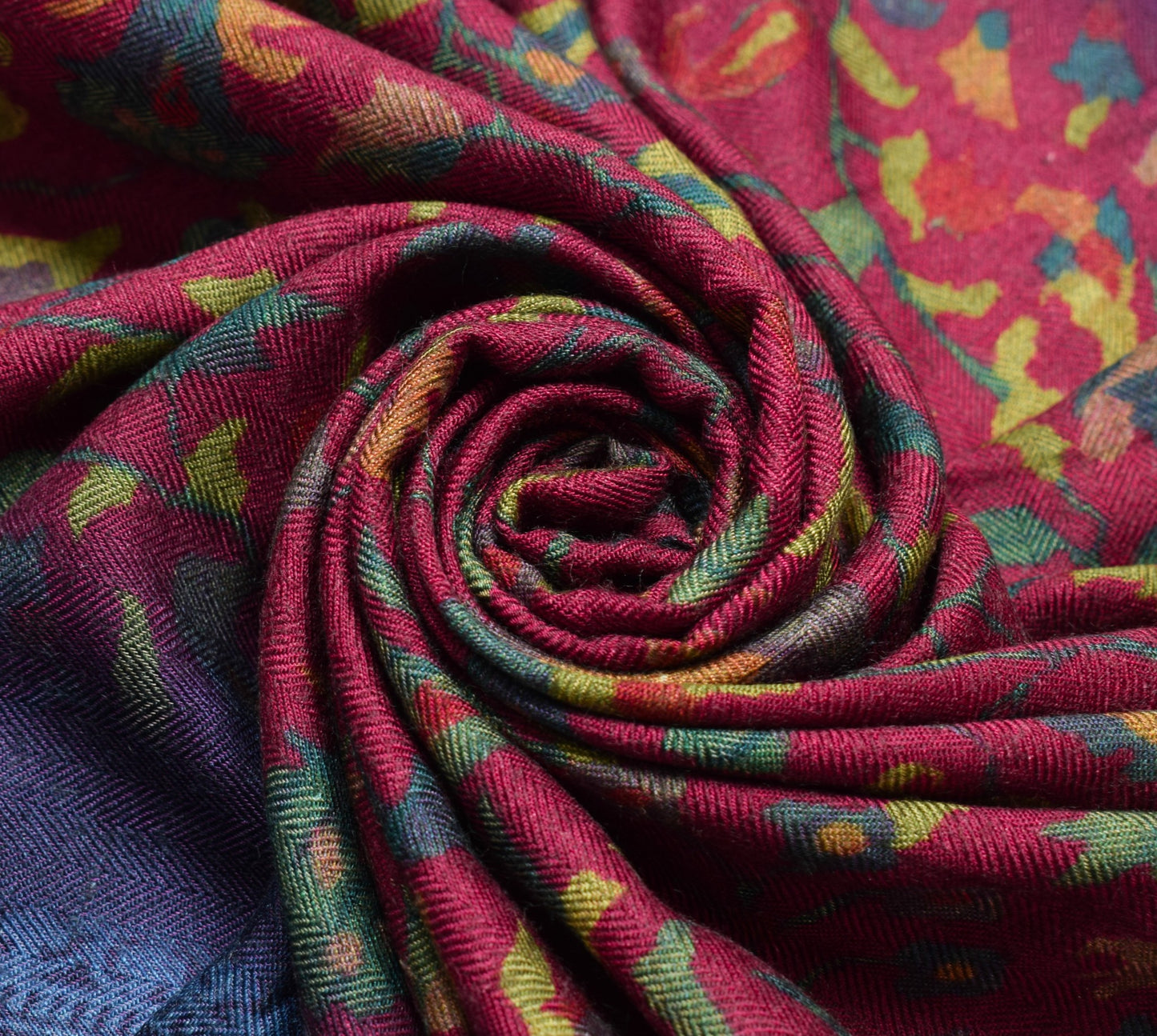 Sushila Vintage Dark Magenta Dupatta Soft Pure Woolen Printed Paisley Long Stole