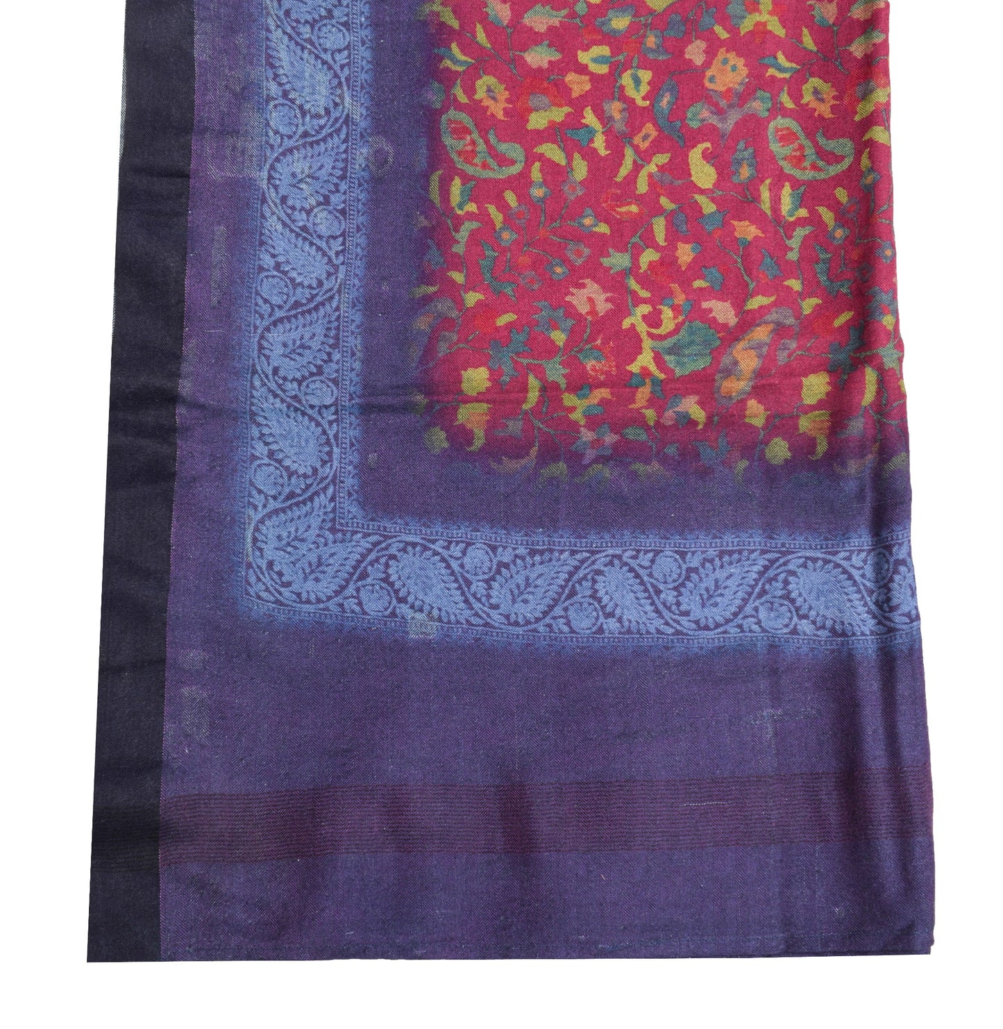 Sushila Vintage Dark Magenta Dupatta Soft Pure Woolen Printed Paisley Long Stole