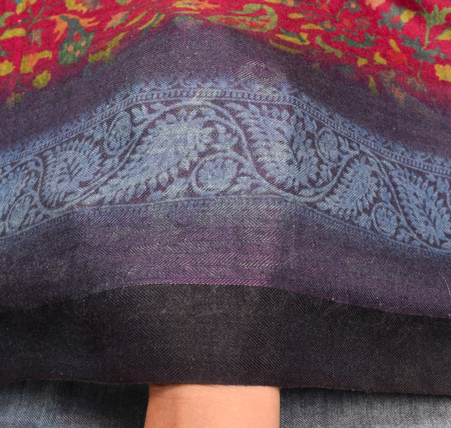 Sushila Vintage Dark Magenta Dupatta Soft Pure Woolen Printed Paisley Long Stole