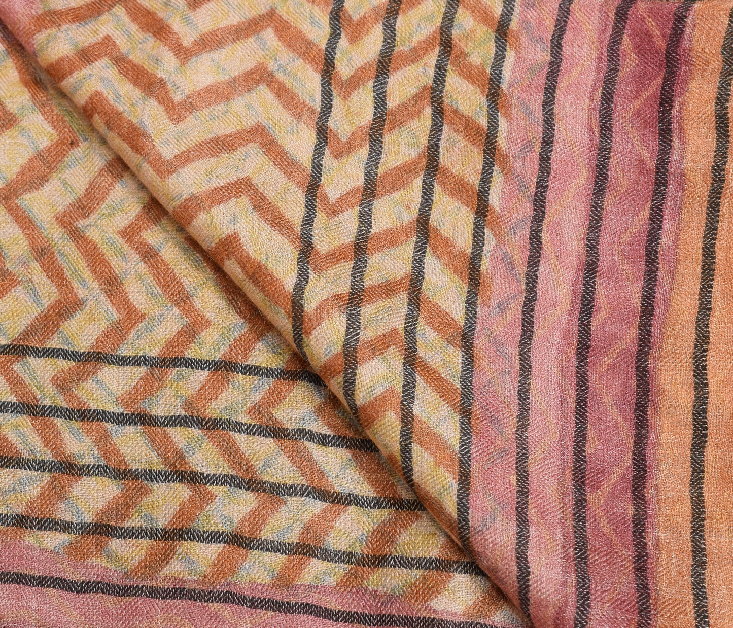 Sushila Vintage Brown Dupatta 100% Pure Woolen Printed & Woven Soft Long Stole
