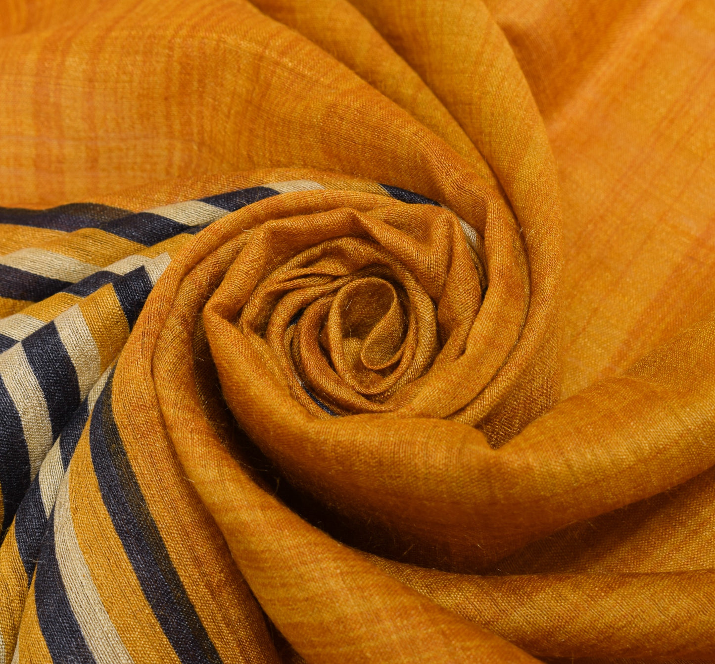 Sushila Vintage Mustard Dupatta 100% Pure Woolen Stripes Printed Soft Long Stole