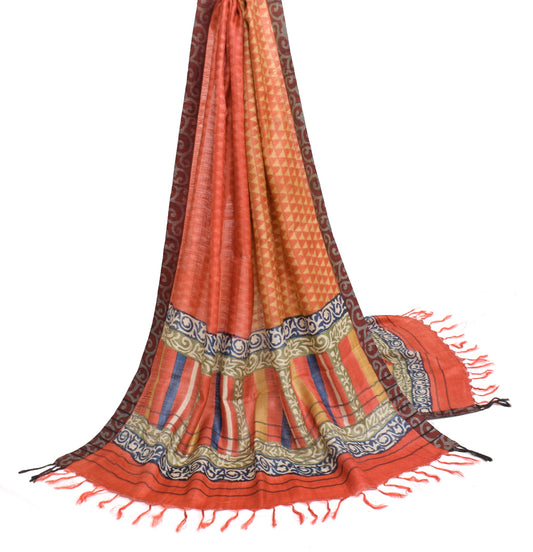 Sushila Vintage Multi-Color Dupatta Pure Woolen Hand Block Printed Long Stole