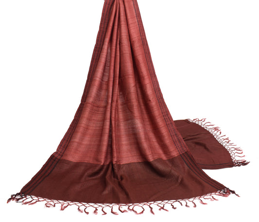 Sushila Vintage Pure khadi Silk Dupatta Maroon Woven Indian Long Stole Scarves
