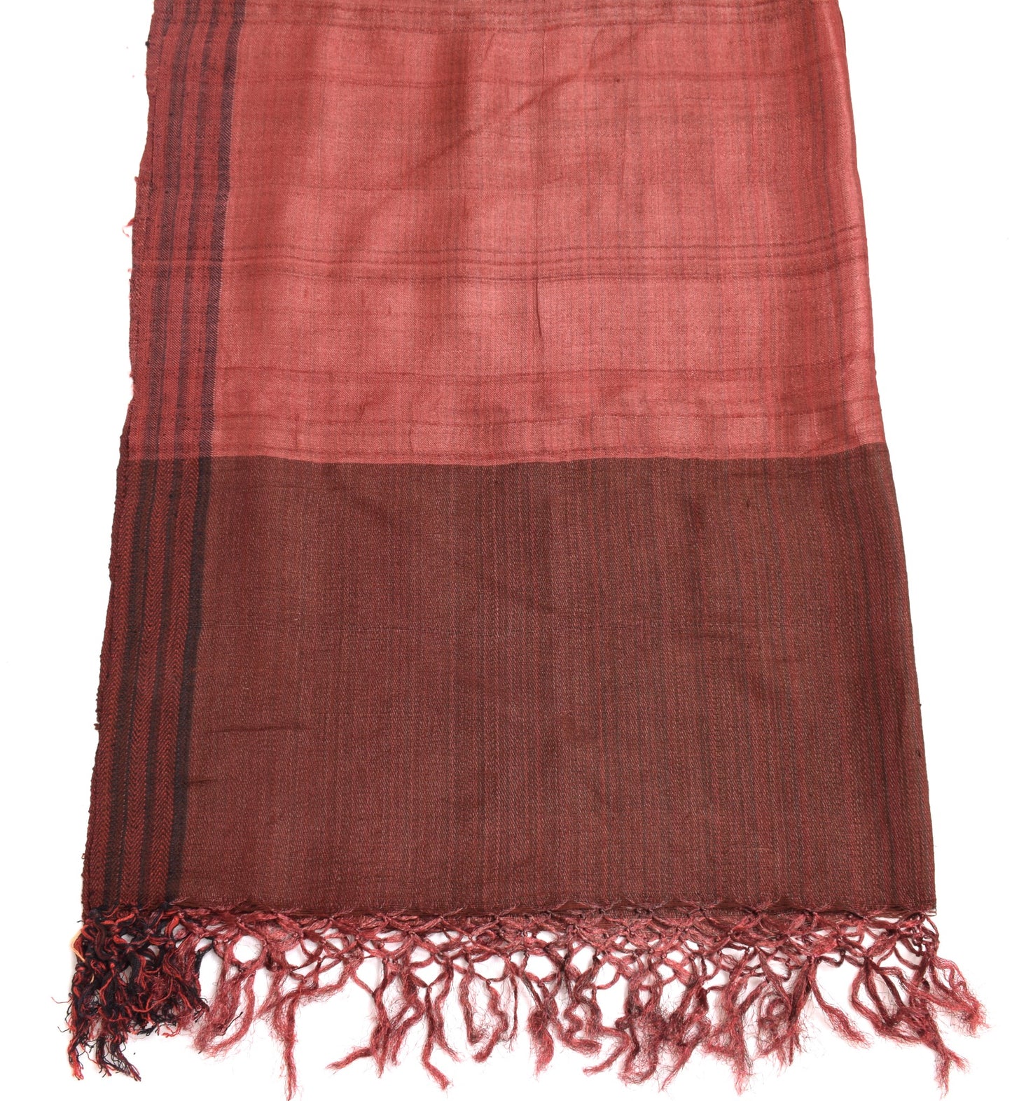 Sushila Vintage Pure khadi Silk Dupatta Maroon Woven Indian Long Stole Scarves