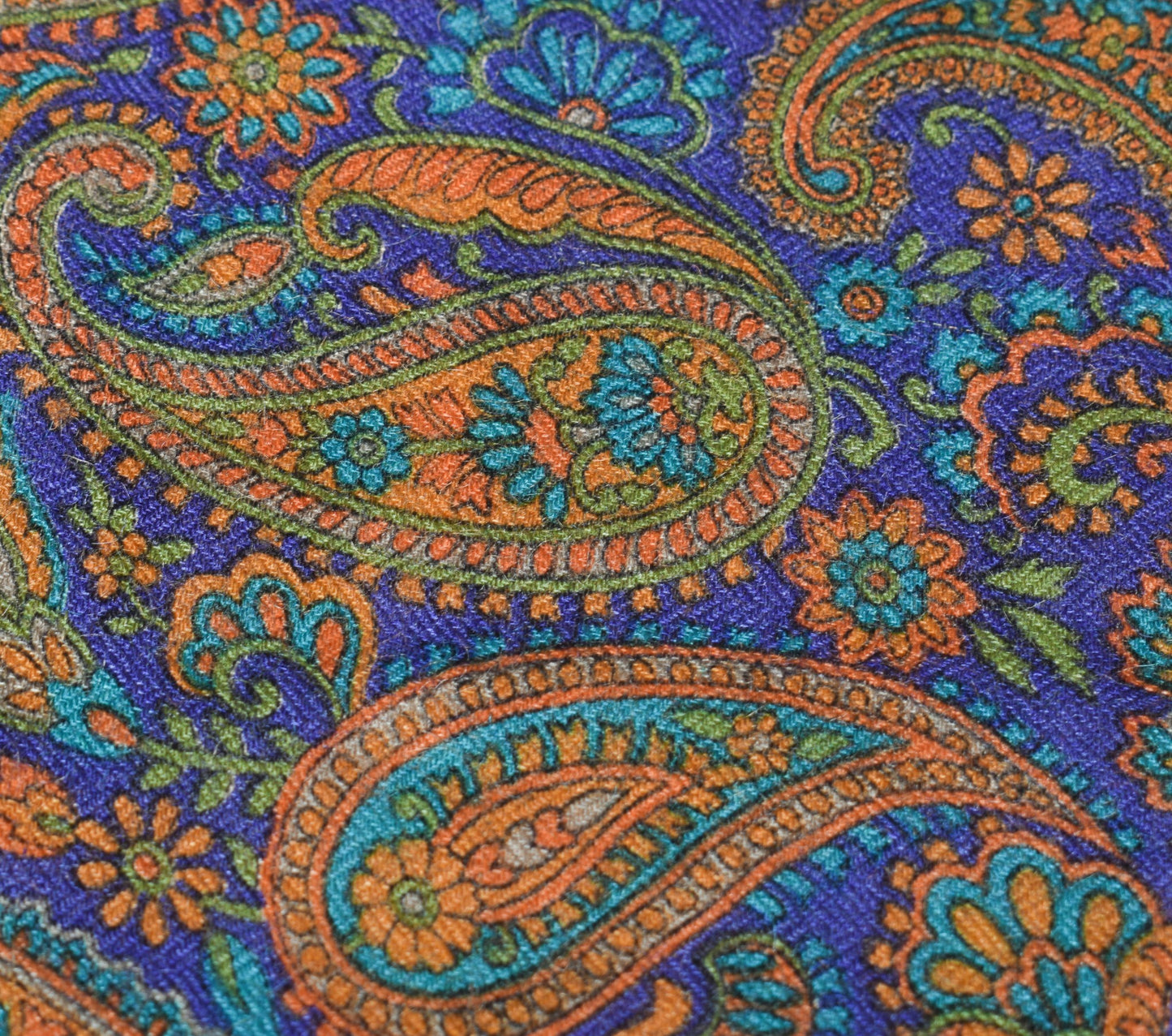 Sushila Vintage Blue Dupatta Paisley Printed 100%Pure Woolen Warm Soft LongStole