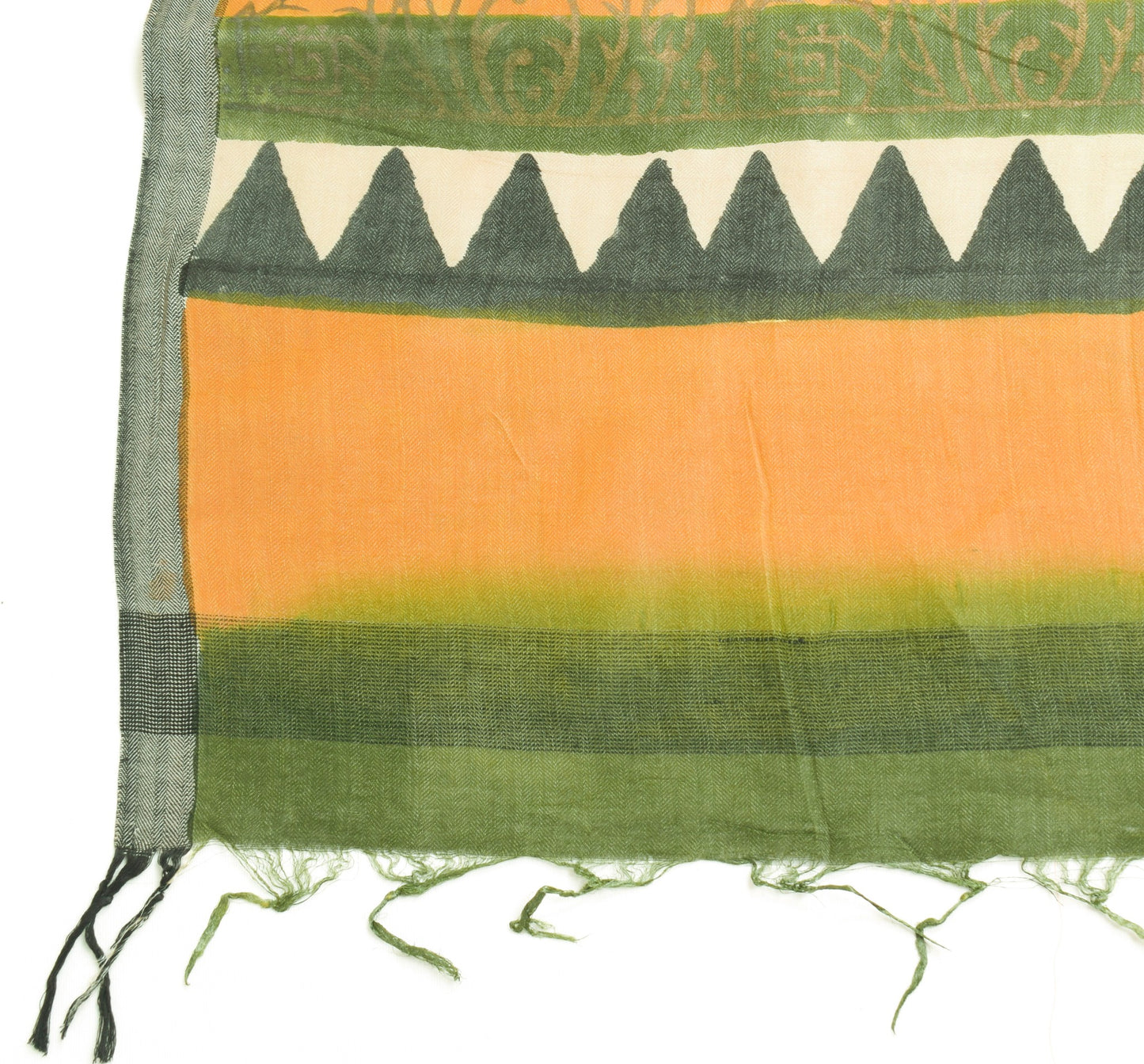 Sushila Vintage Hand Block Printed Dupatta 100% Pure Woolen Paisley Long Stole