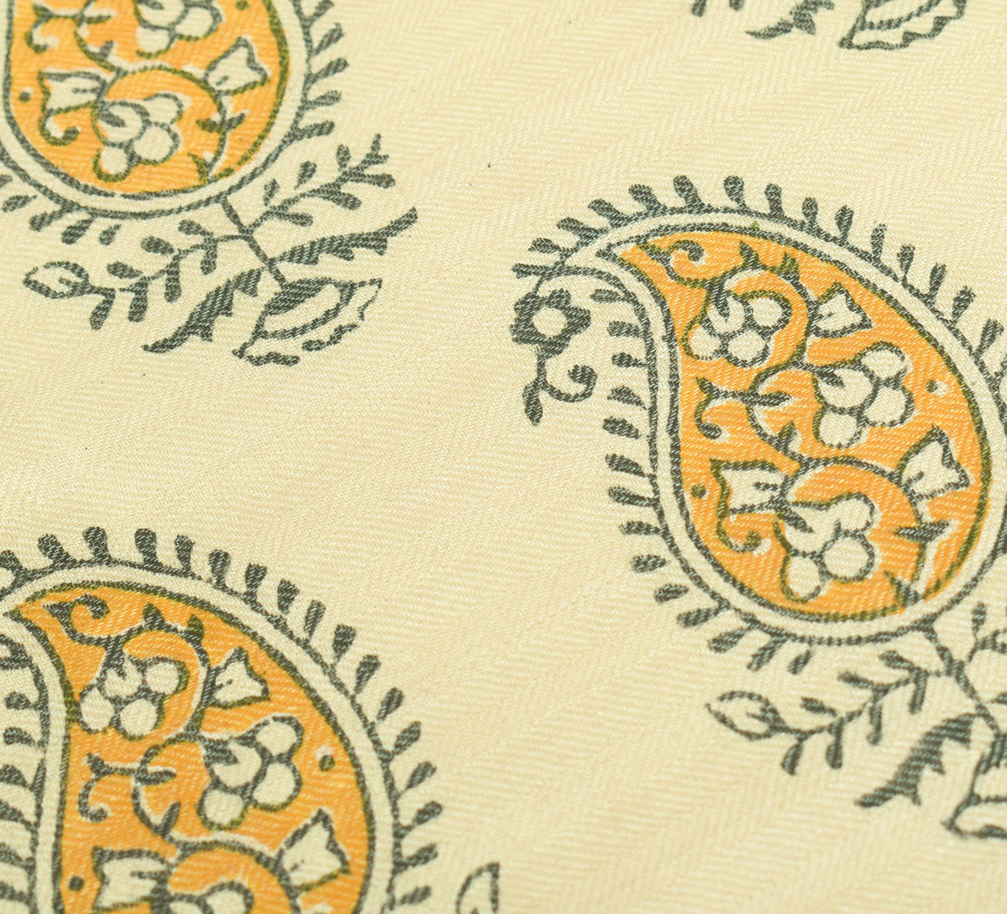 Sushila Vintage Hand Block Printed Dupatta 100% Pure Woolen Paisley Long Stole