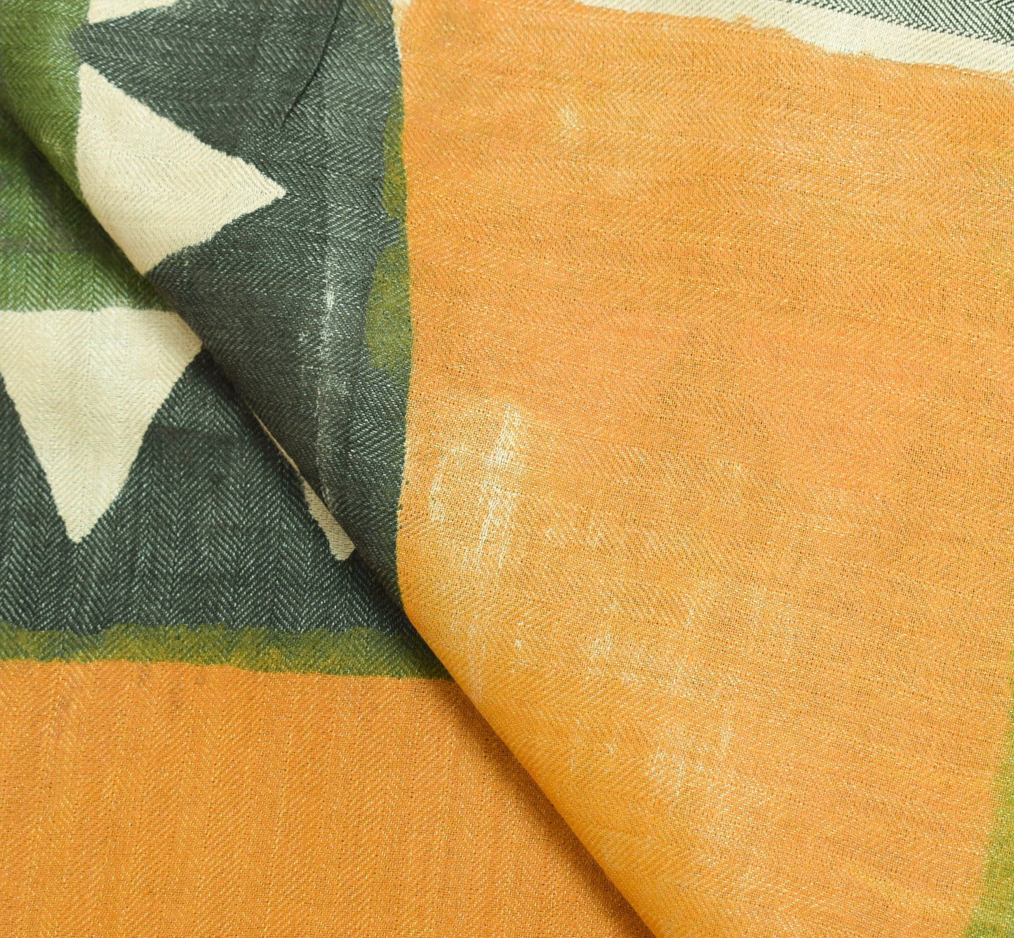 Sushila Vintage Hand Block Printed Dupatta 100% Pure Woolen Paisley Long Stole