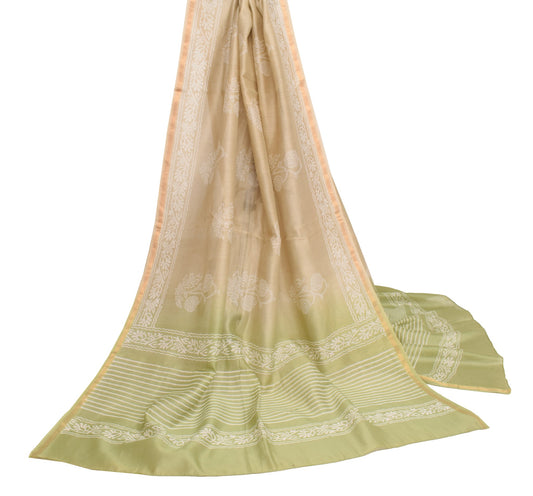 Sushila Vintage 100%Pure Cotton Dupatta Hand Block Printed Floral Long Wrap Veil