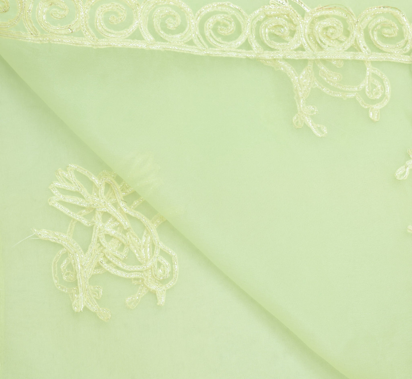 Sushila Vintage Pista Green Dupatta Art Organza Birds Embroidered Long Stole