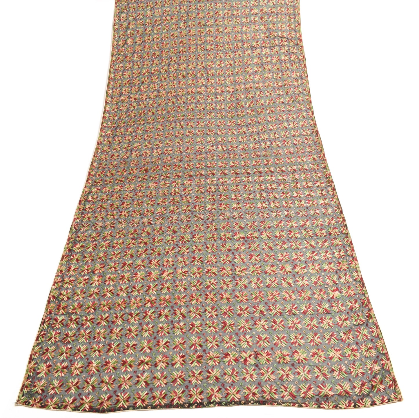 Sushila Vintage Phulkari Black Dupatta Art Chiffon Embroidered Floral Long Stole