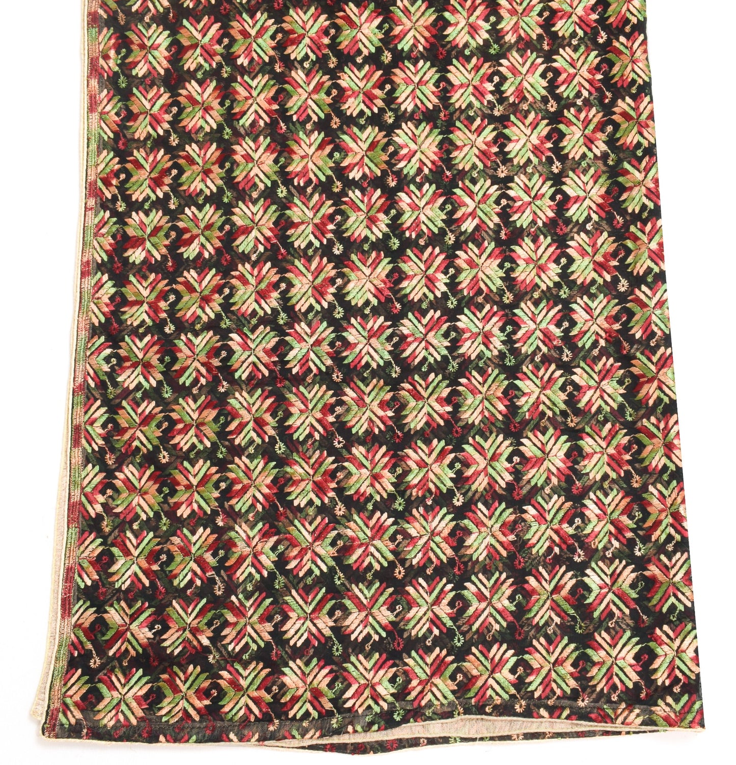 Sushila Vintage Phulkari Black Dupatta Art Chiffon Embroidered Floral Long Stole