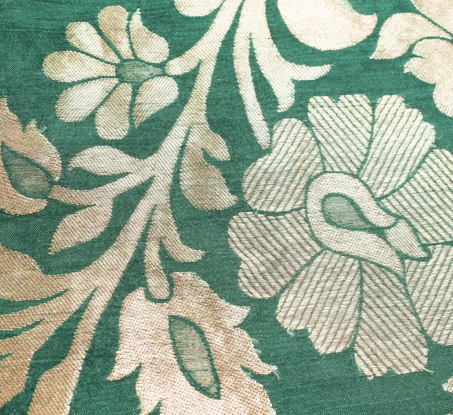 Sushila Vintage Teal Green Dupatta 100%Pure Cotton Zari Brocade Long Stole Wrap