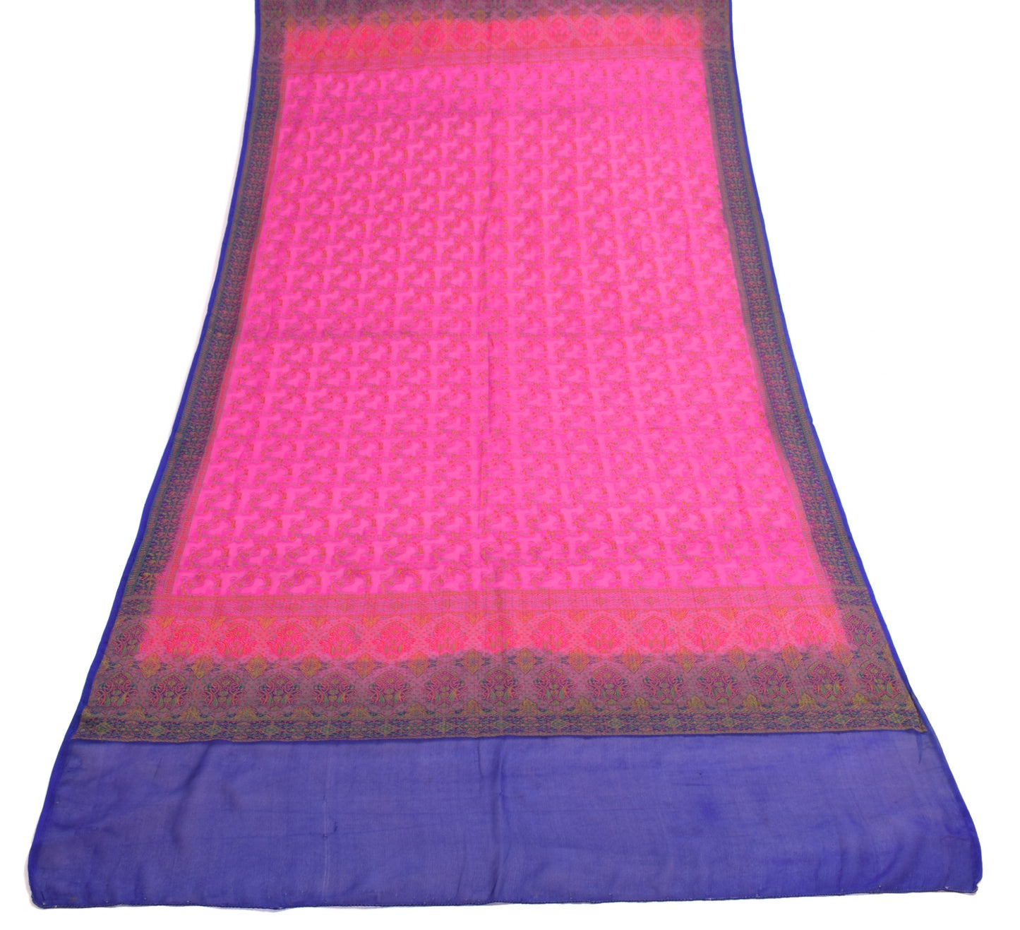 Sushila Vintage Fuchsia Pink Dupatta Pure Silk Woven Floral Women Long Stole
