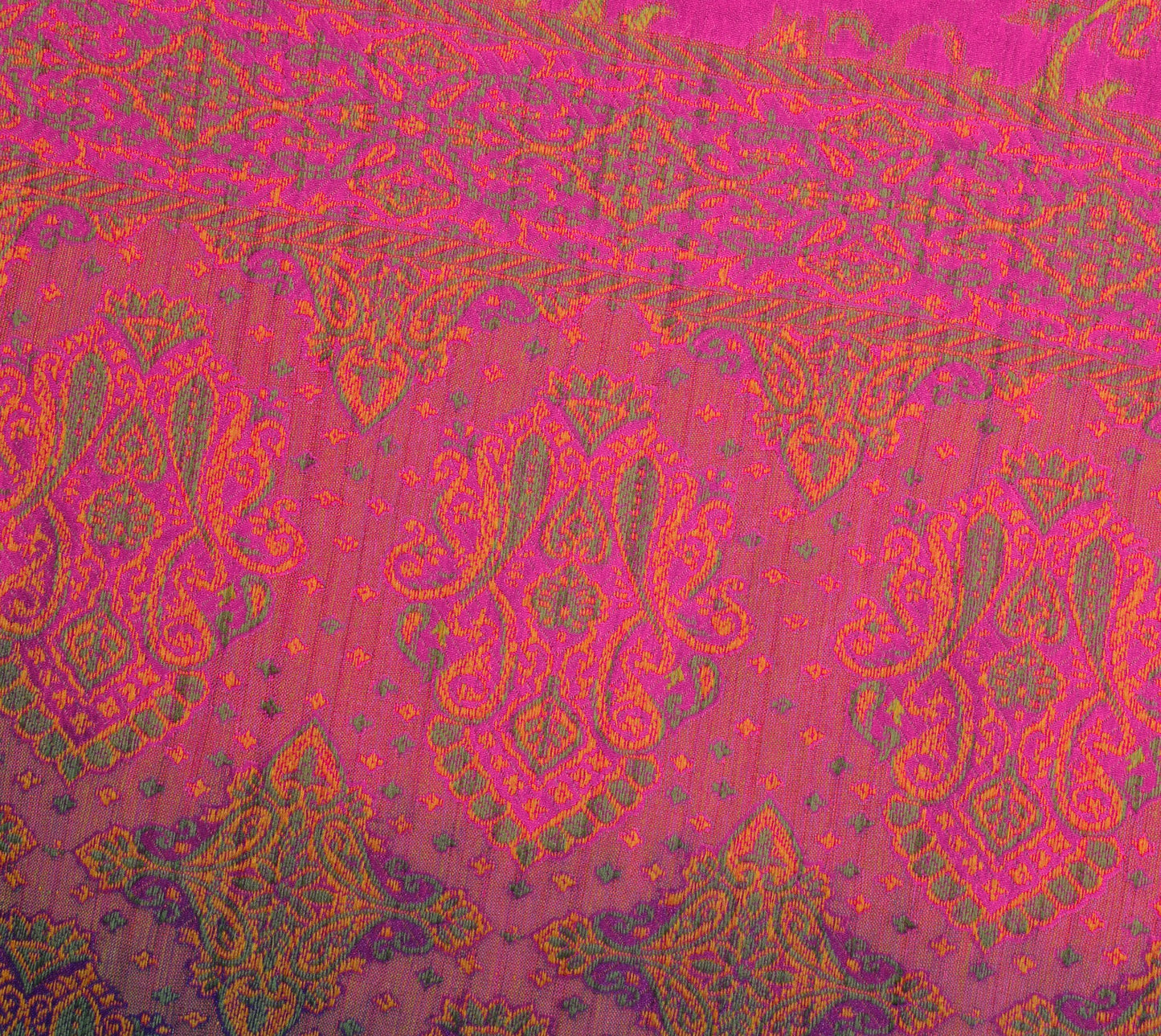 Sushila Vintage Fuchsia Pink Dupatta Pure Silk Woven Floral Women Long Stole