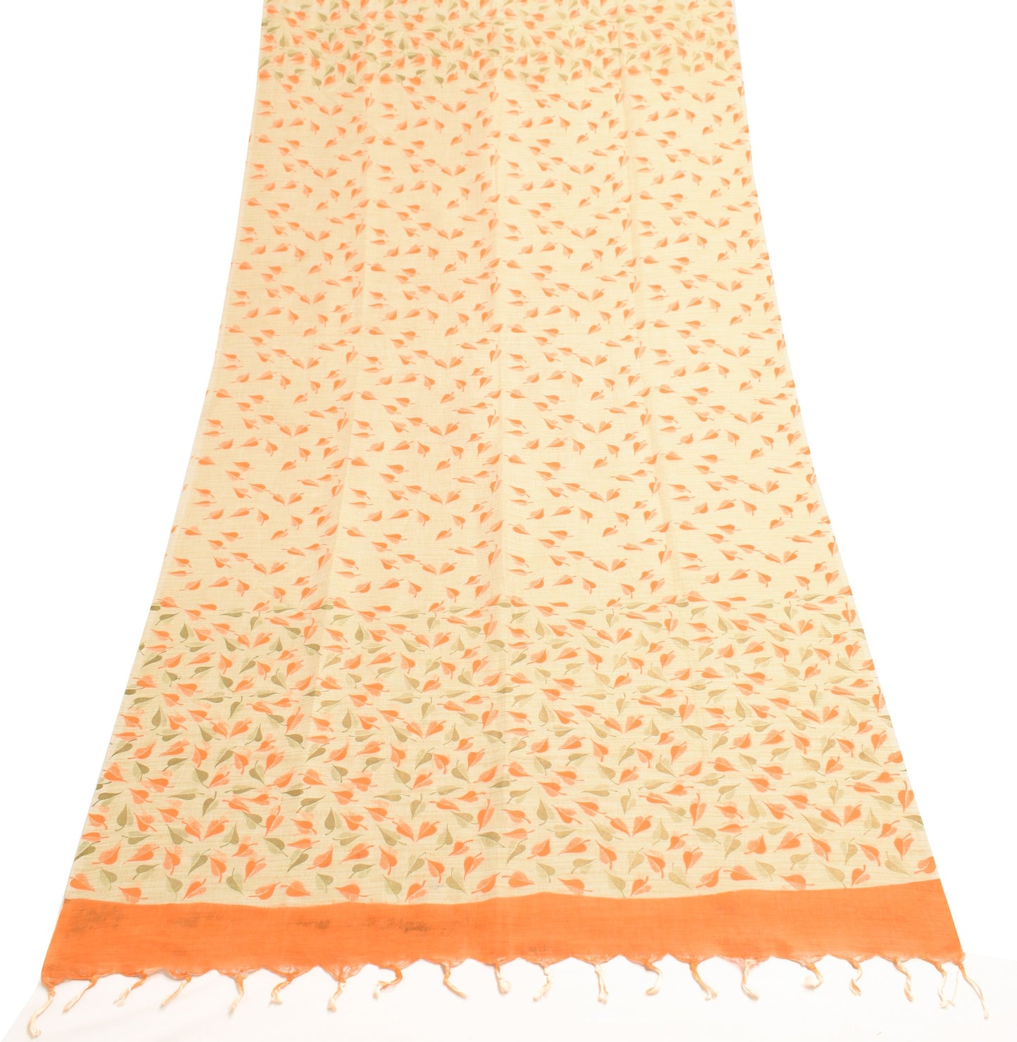 Sushila Vintage Cream Bhagalpuri Dupatta Pure Khadi Cotton Printed Long Stole