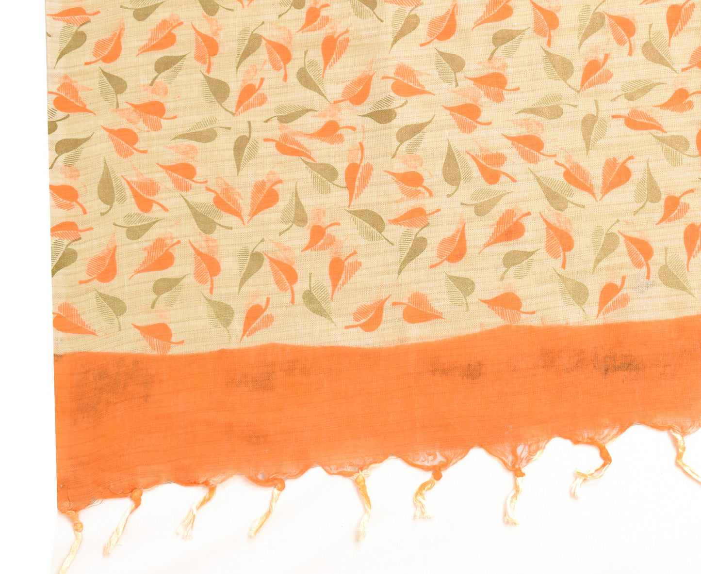 Sushila Vintage Cream Bhagalpuri Dupatta Pure Khadi Cotton Printed Long Stole
