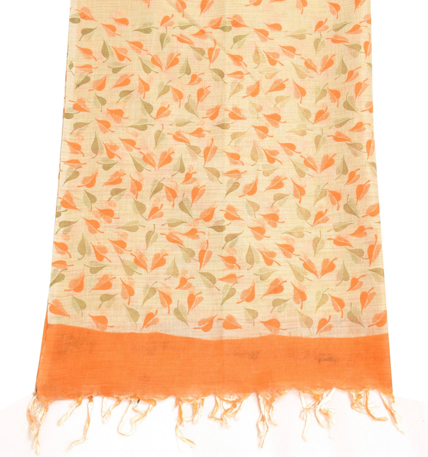Sushila Vintage Cream Bhagalpuri Dupatta Pure Khadi Cotton Printed Long Stole
