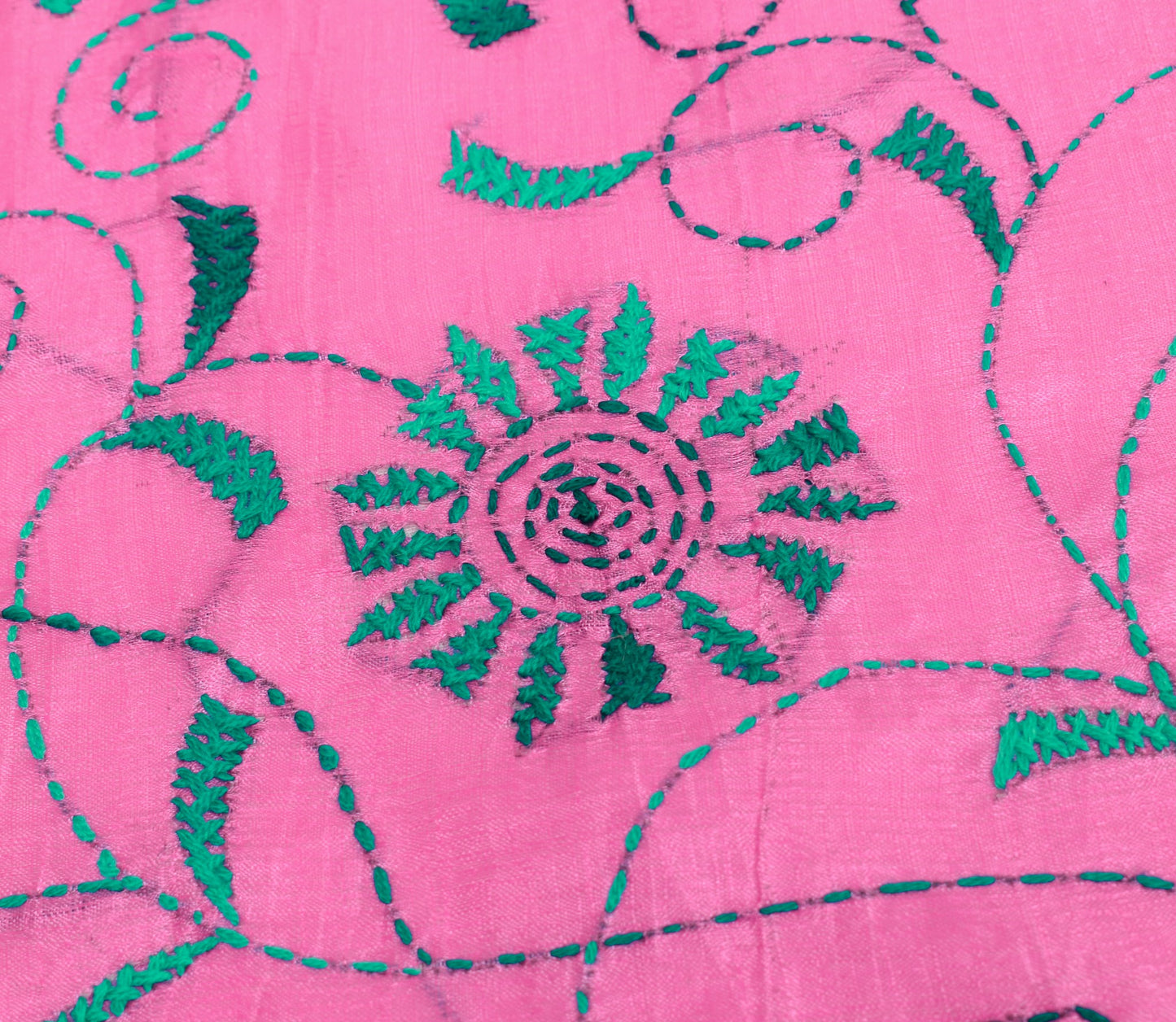 Sushila Vintage Vibrant Pink Art Silk Dupatta Hand Embroidered Floral Long Stole