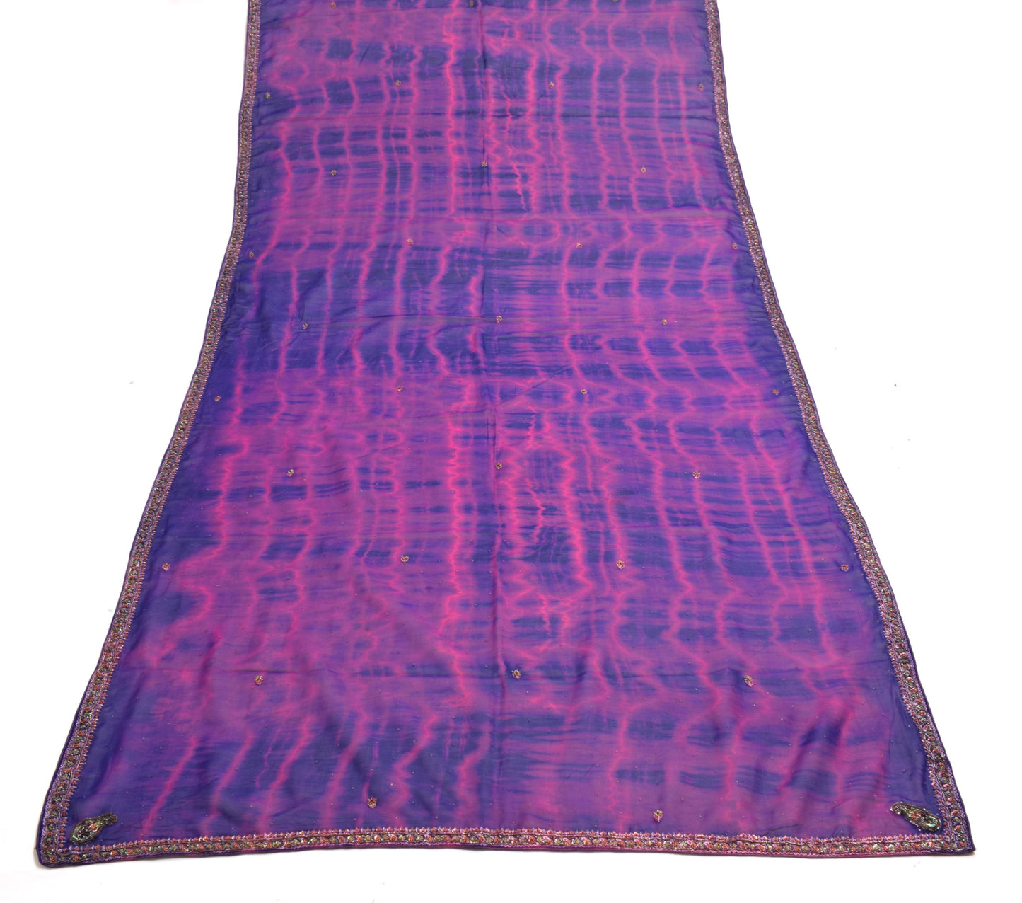 Sushila Vintage Blue Tie-Dye Dupatta Pure Georgette Mukseh Work Long Stole Wrap