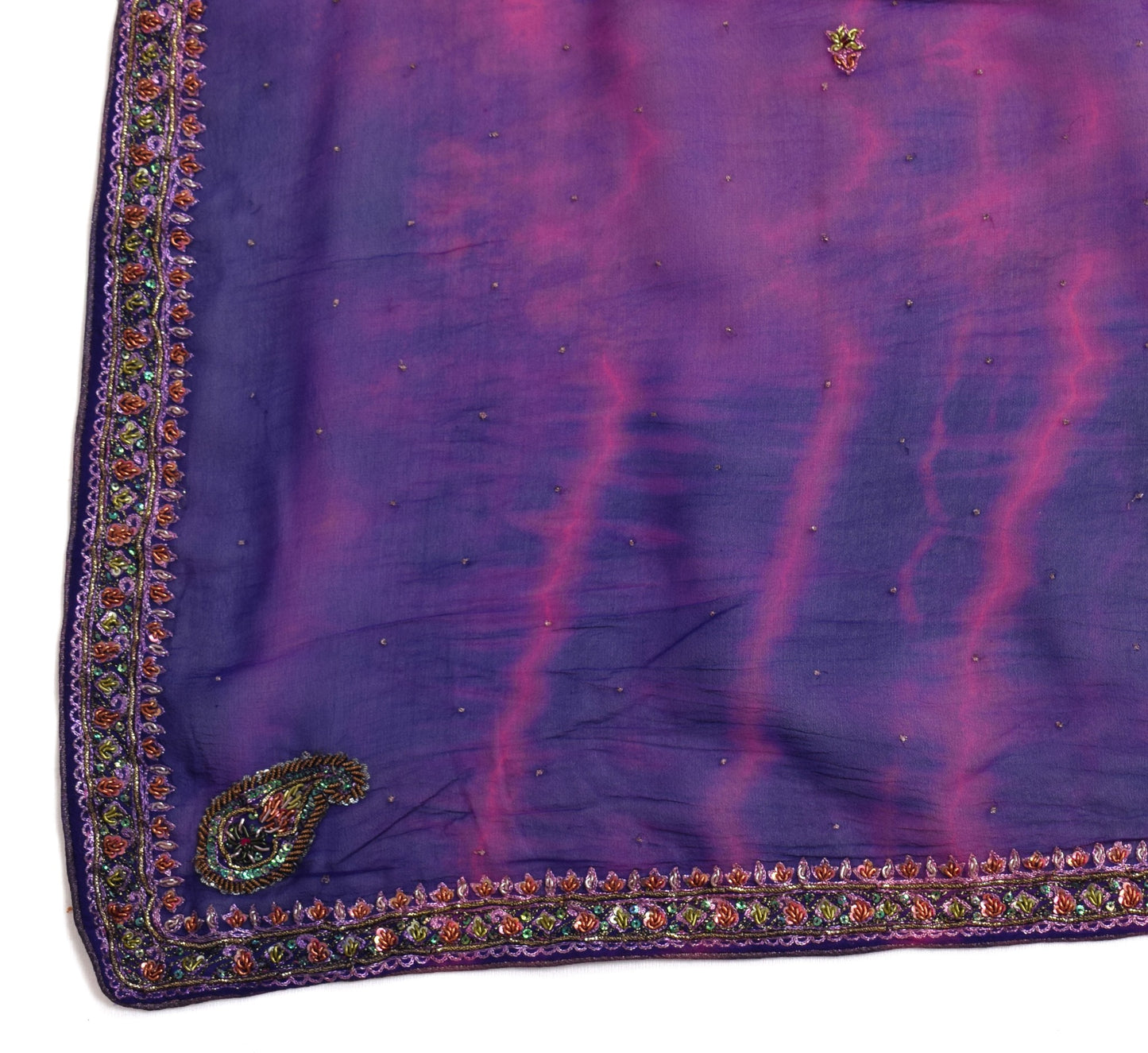 Sushila Vintage Blue Tie-Dye Dupatta Pure Georgette Mukseh Work Long Stole Wrap