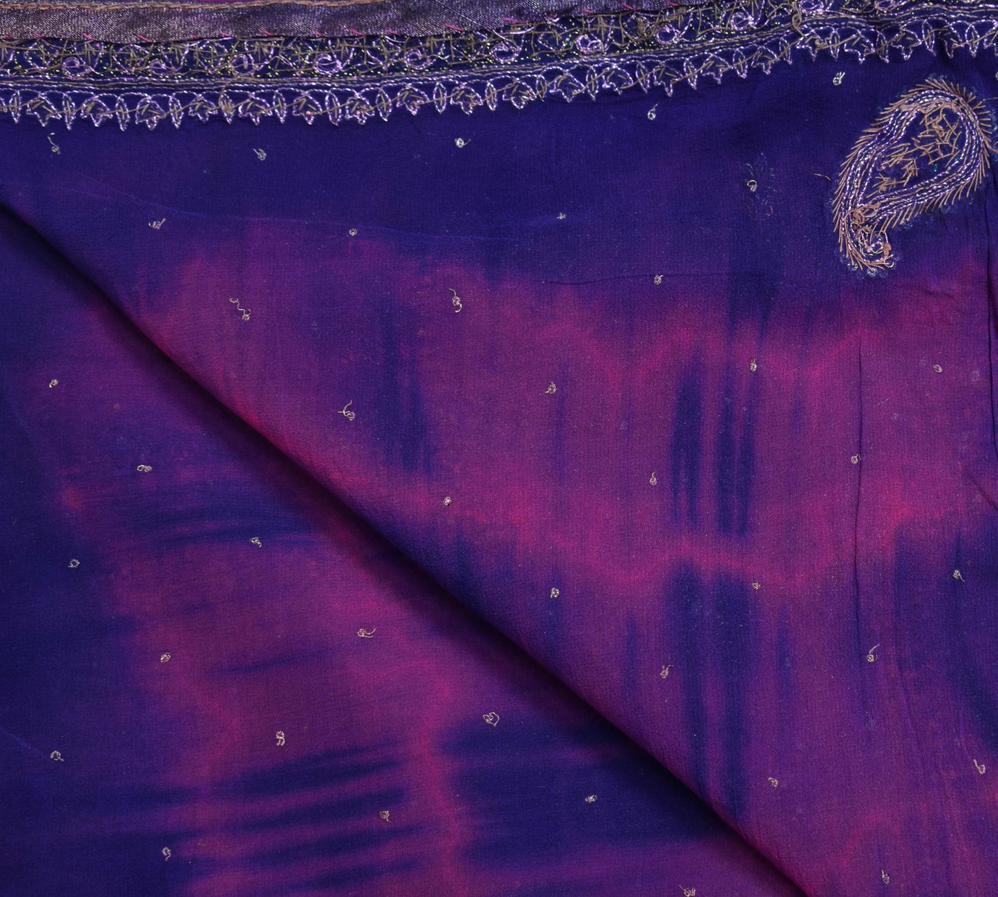 Sushila Vintage Blue Tie-Dye Dupatta Pure Georgette Mukseh Work Long Stole Wrap