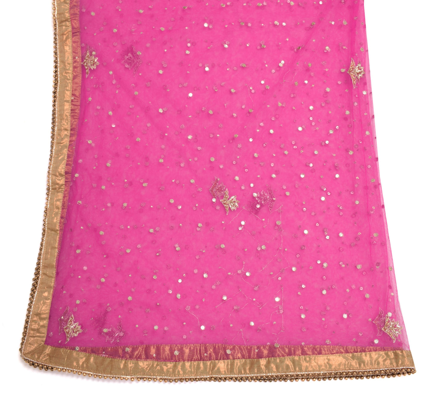 Sushila Vintage Dark Pink Dupatta Net Mesh Sequins Embellish Party  Wear Stole