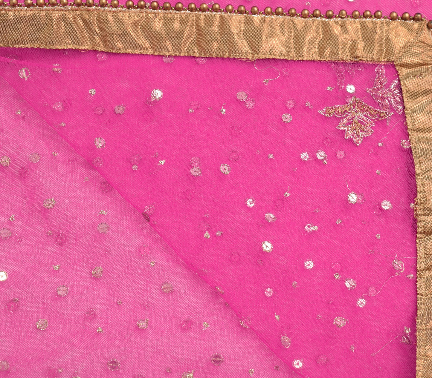 Sushila Vintage Dark Pink Dupatta Net Mesh Sequins Embellish Party  Wear Stole