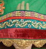 Sushila Vintage Green Heavy Dupatta Net Mesh Applique Floral Border Long Stole
