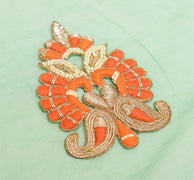 Sushila Vintage Green Heavy Dupatta Net Mesh Applique Floral Border Long Stole