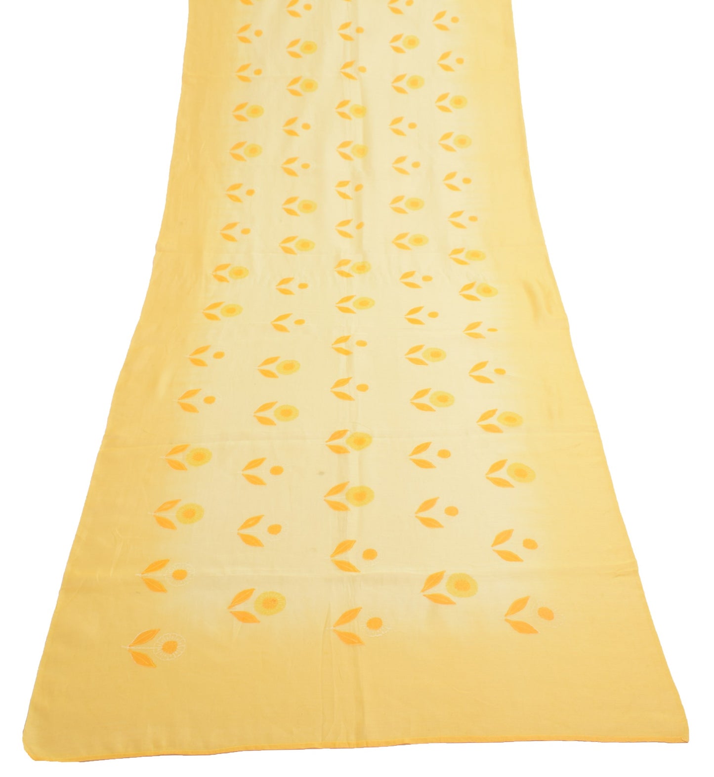 Sushila Vintage Yellow Dupatta 100% Pure Cotton Silk Floral Printed Long Stole