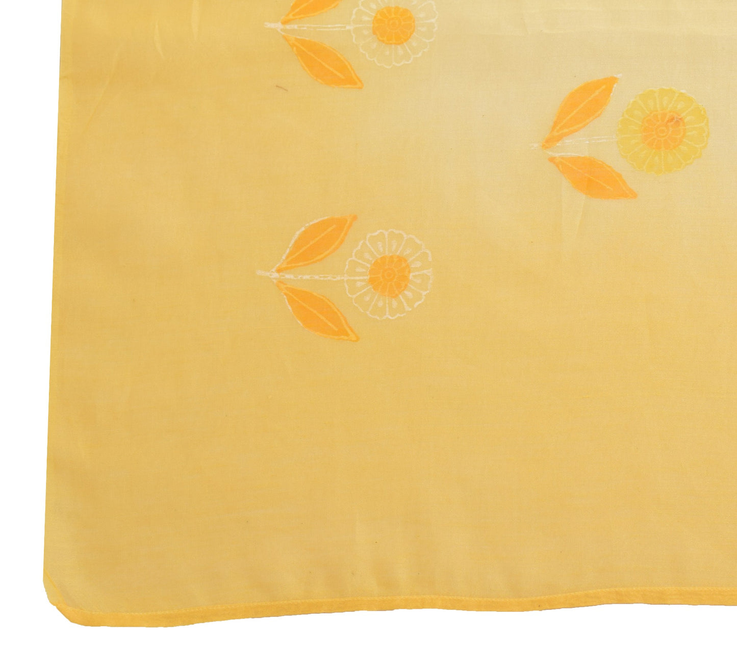 Sushila Vintage Yellow Dupatta 100% Pure Cotton Silk Floral Printed Long Stole
