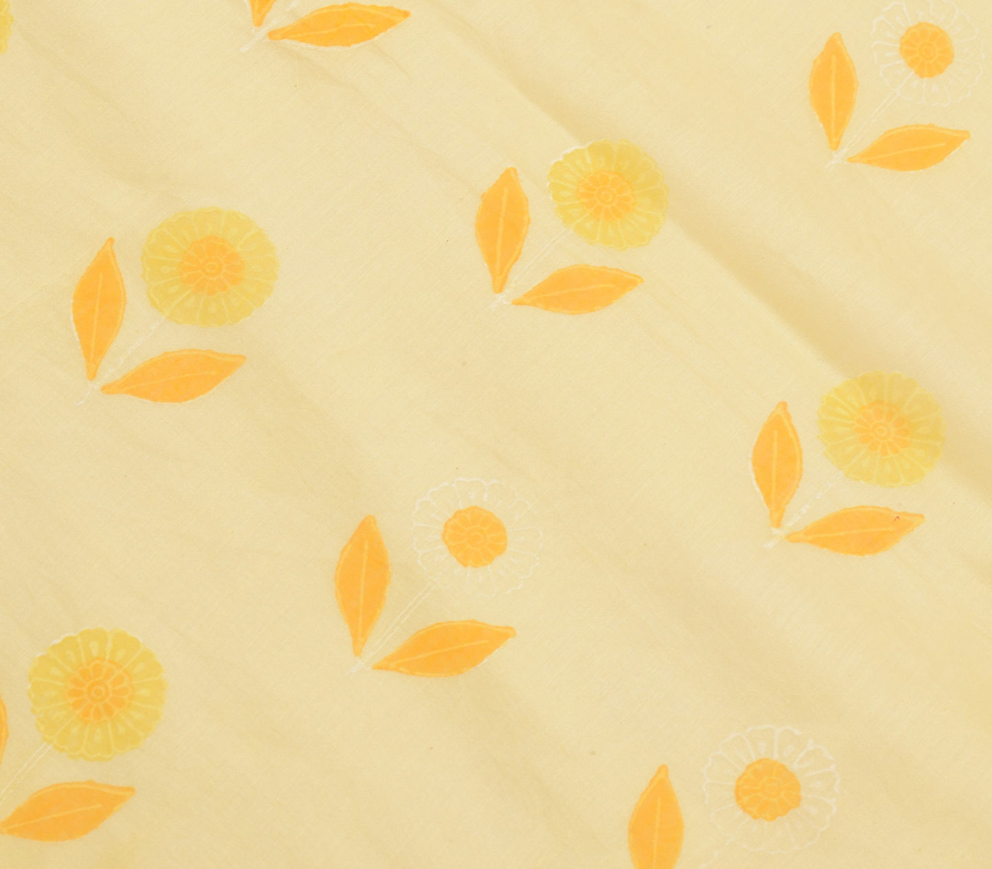 Sushila Vintage Yellow Dupatta 100% Pure Cotton Silk Floral Printed Long Stole